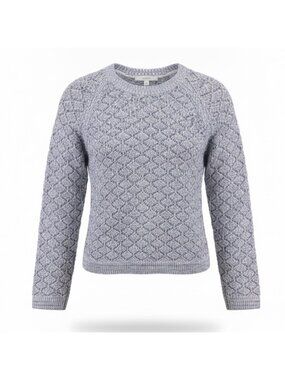 Loft Womens Blue/White Sweater Diamond Knit Pattern Size L